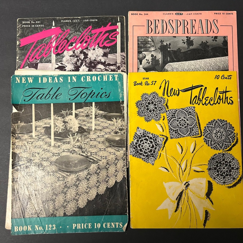 Vintage Crochet Pattern Booklets 4pc 1940s